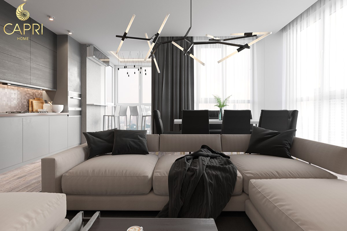 Phòng khách căn hộ 3 phòng ngủ