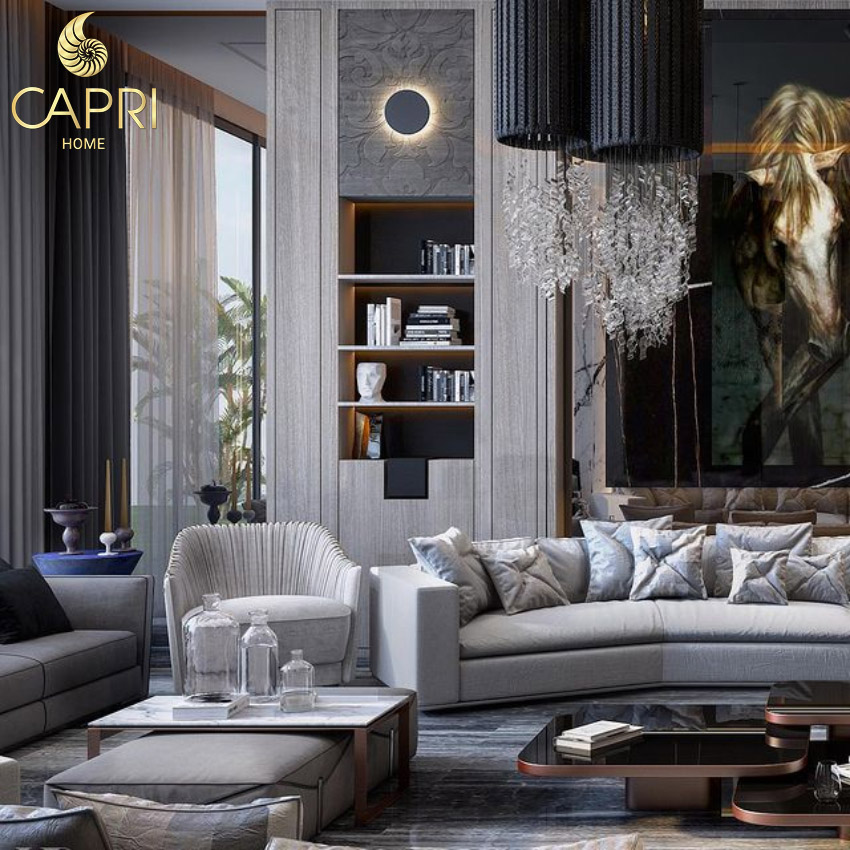 Phòng Khách Thông Tầng Tân Cổ Điển